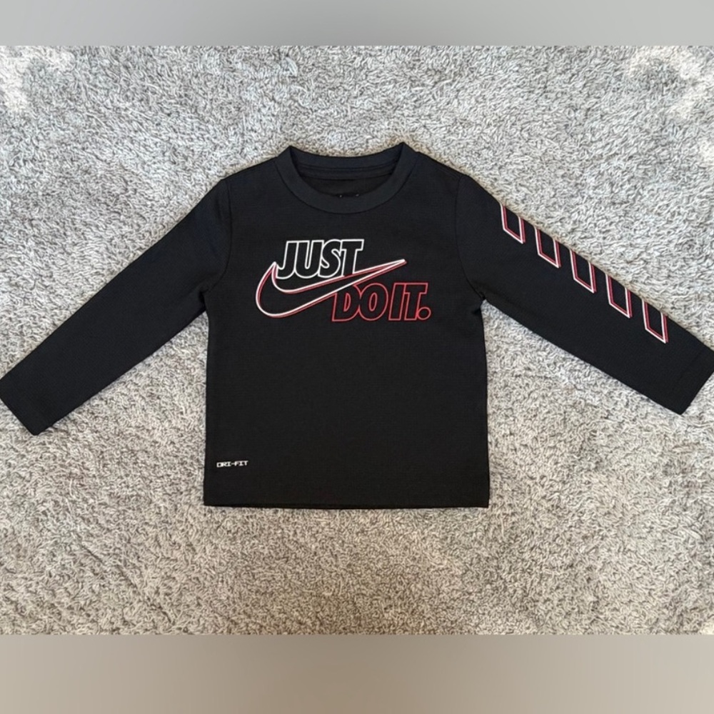 ✨$9✨NWOT•Nike DRI-Fit Thermal "Just Do It." Long Sleeve T-Shirt |Black | 2T